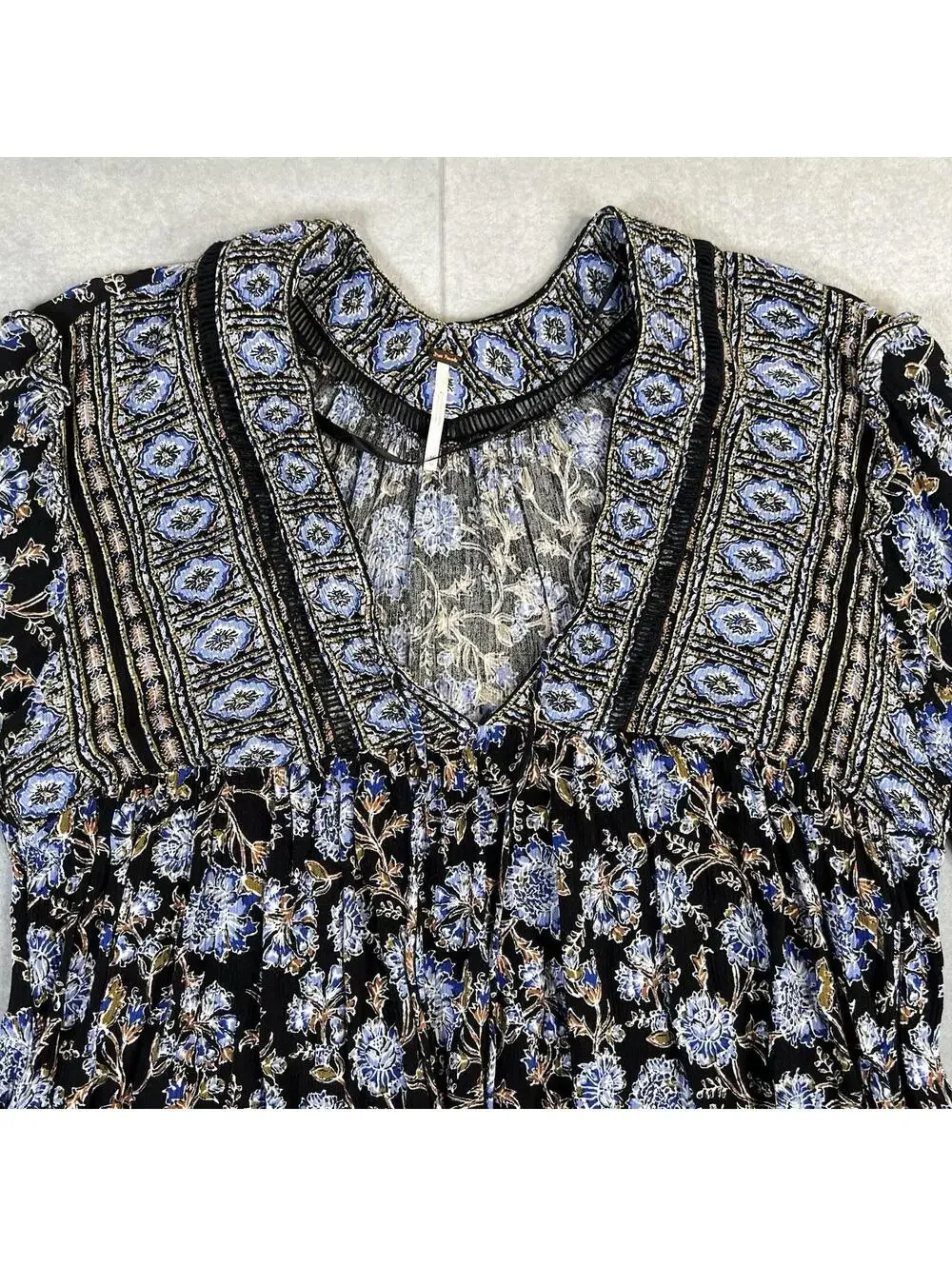 Free People Moonlight Blue Tunic Mini Dress with Ruffle Sleeves
